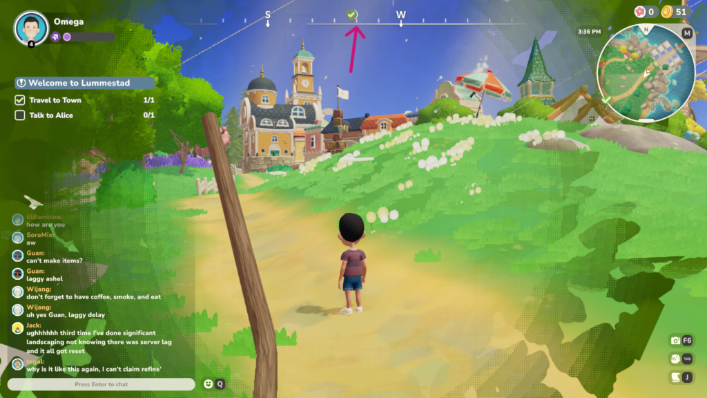 Back at Lummestad, use the compass to find your way back to Alice for the next quest.