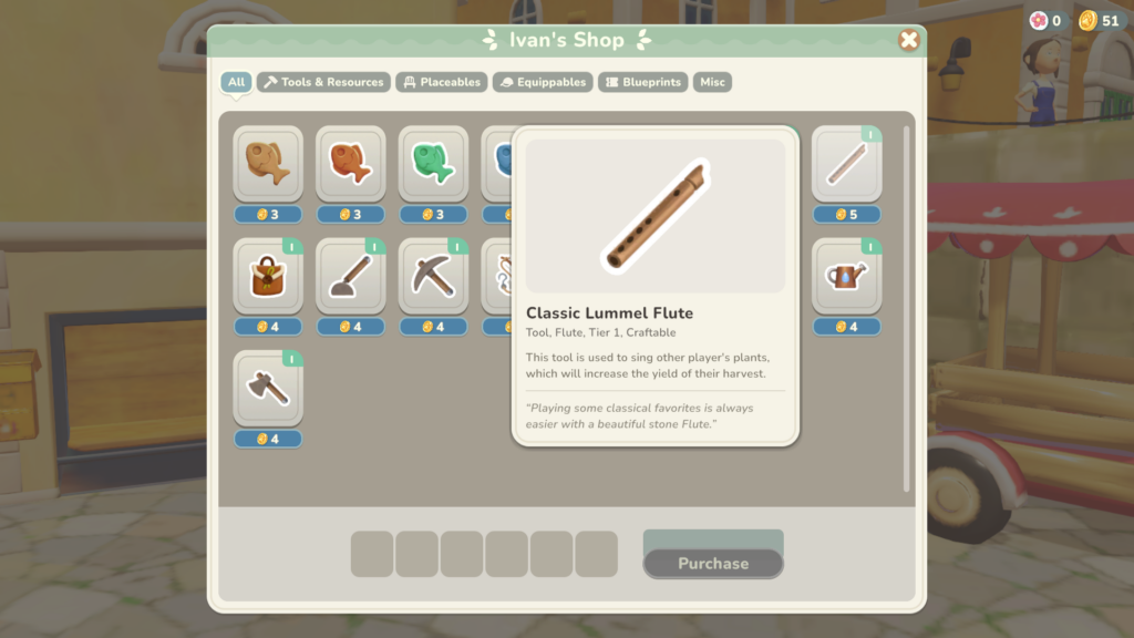 Select the flute from Ivan's shop.