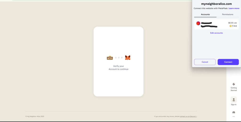 Connect your wallet to the website so it can interact with your wallet.