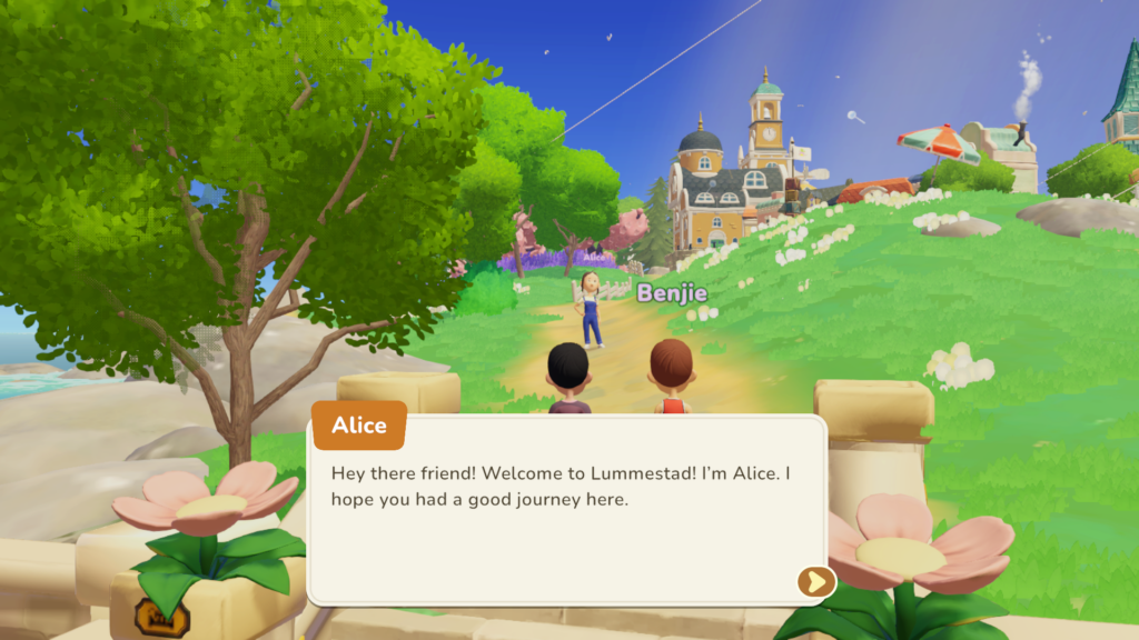 Alice will greet you as soon as you start the game. You can also see a player named Benjie here too. Hi Benjie!