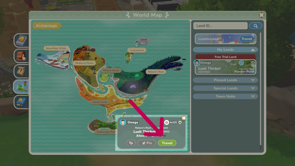 Traveling using the map.
