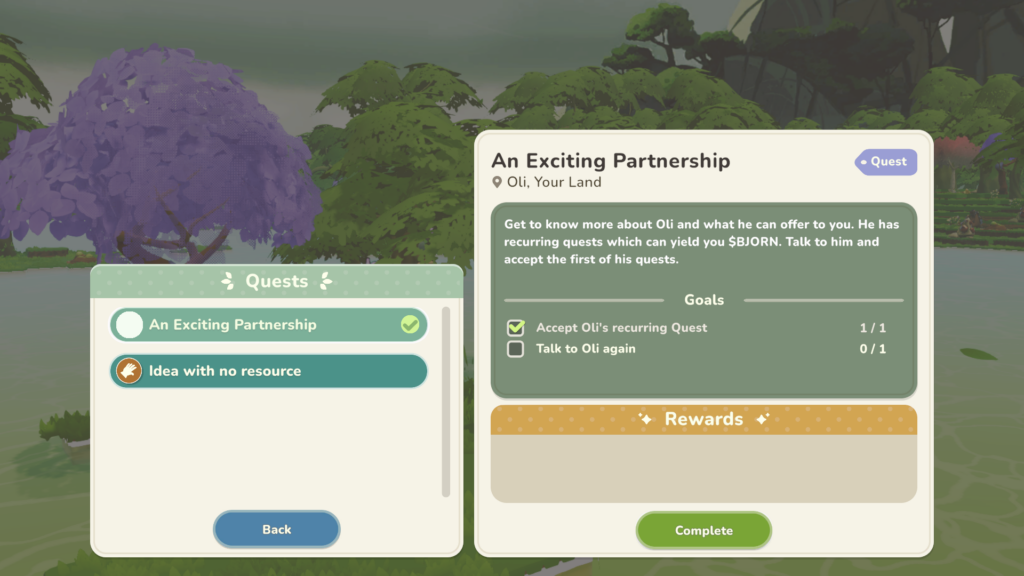 The An Exciting Partnership quest from Oli.