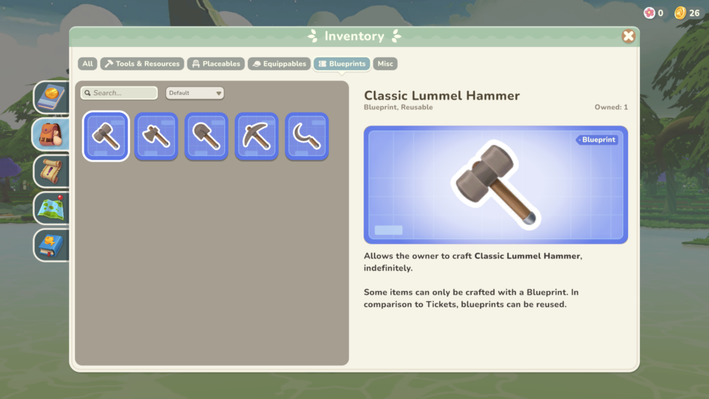 A list of blueprints you should have after completing the Hammer Time quest.